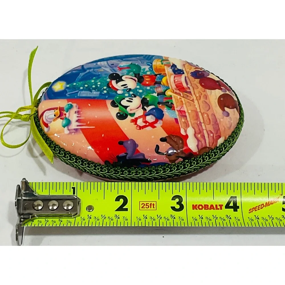 Walt Disney Mickey Minnie Mouse decoupage Christmas ornament ribbon vintage 1998